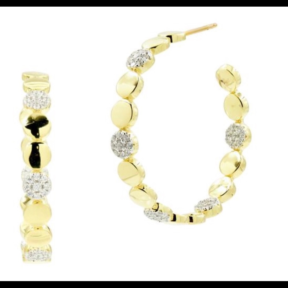 EUC Frieda Rothman Medium Hoop Earrings, Goldtone